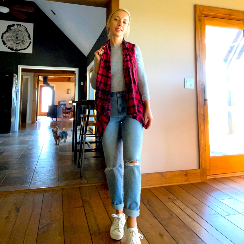 Tie dyed plaid vest